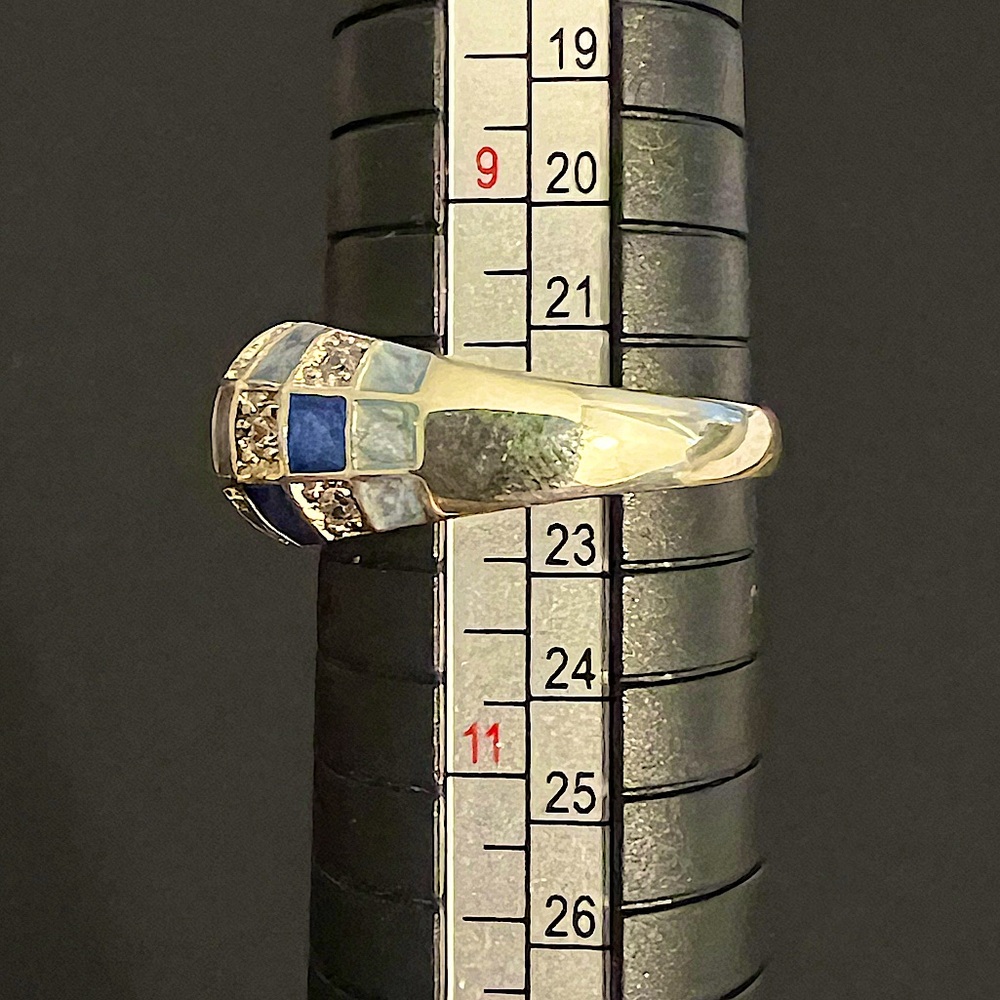 Sterling Silver Enamel Cubic Zirconia Checkerboard Ring & Pendant - Picture 6 of 10